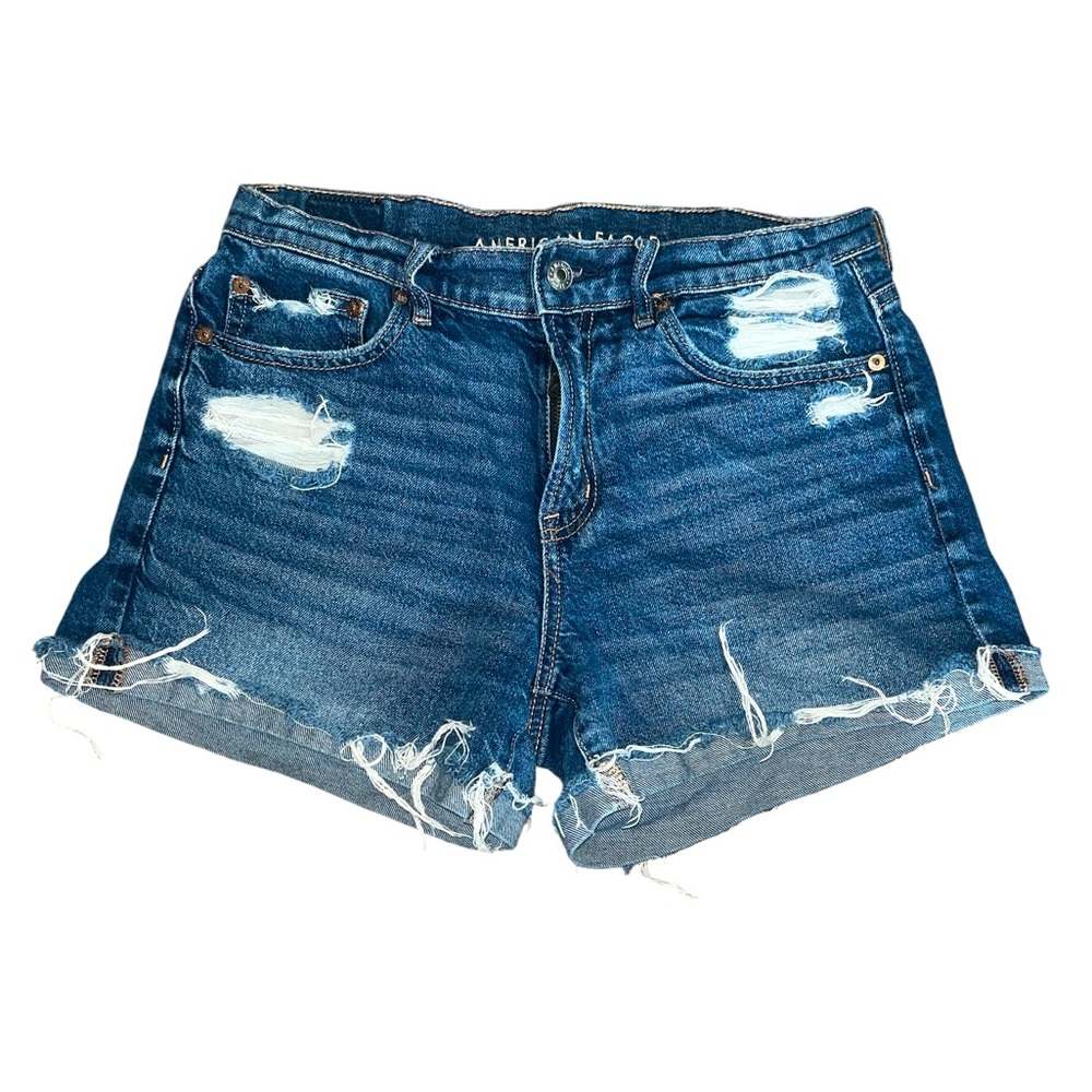 American Eagle Blue Distressed Perfect Jean Shorts